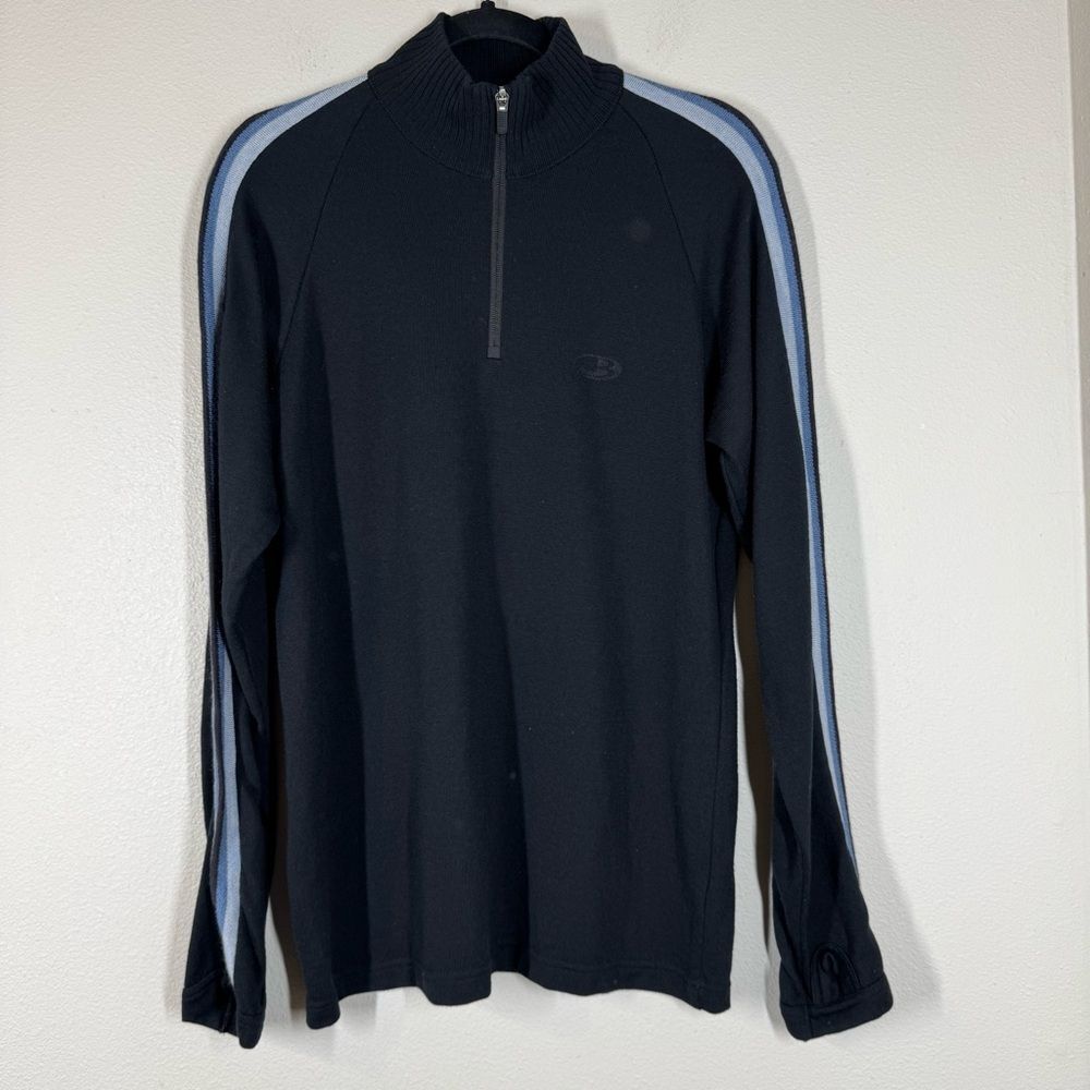 Icebreaker Men’s 1/4 Zip Merino Wool Sweater Pull Over Long Sleeve Stripe Small
